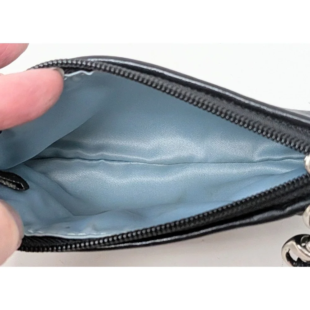 Coach Amanda Satin Wristlet Clutch Purse Wallet Small Black Silver